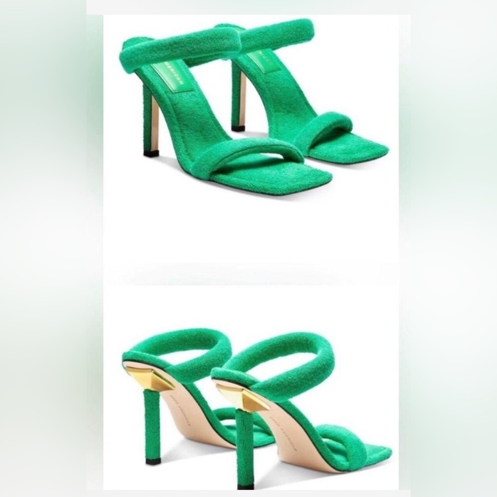 Good American Terry Slip On High Heel Sandals Green Size 9